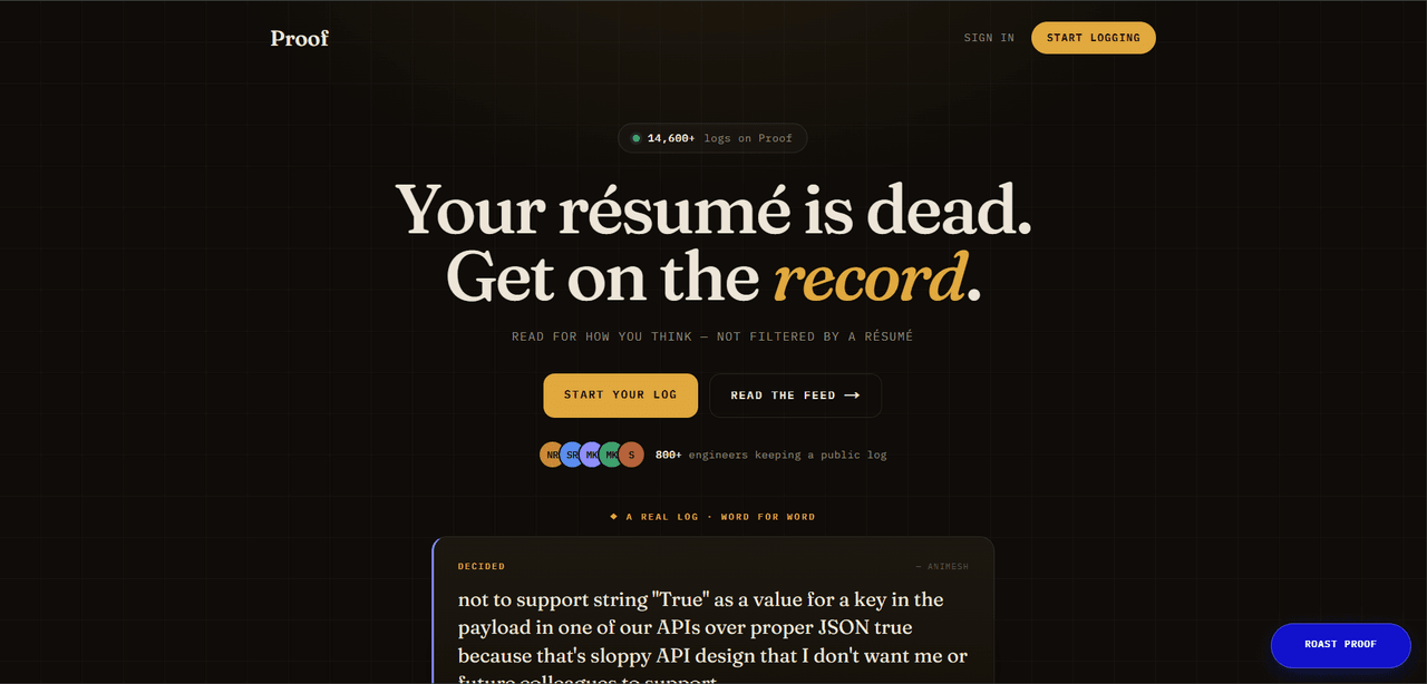 Proof homepage