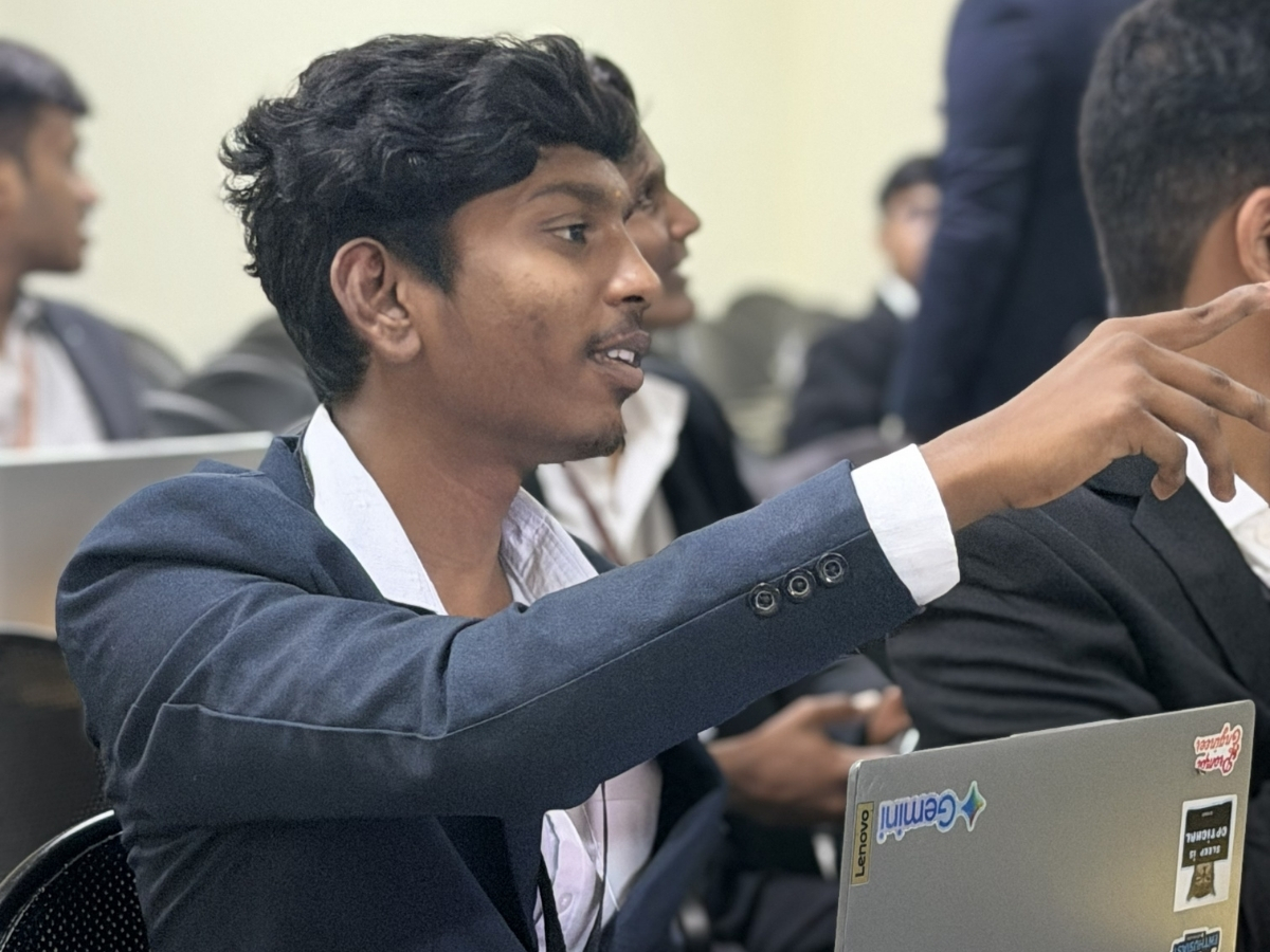 Boobesh AG at a student entrepreneur event